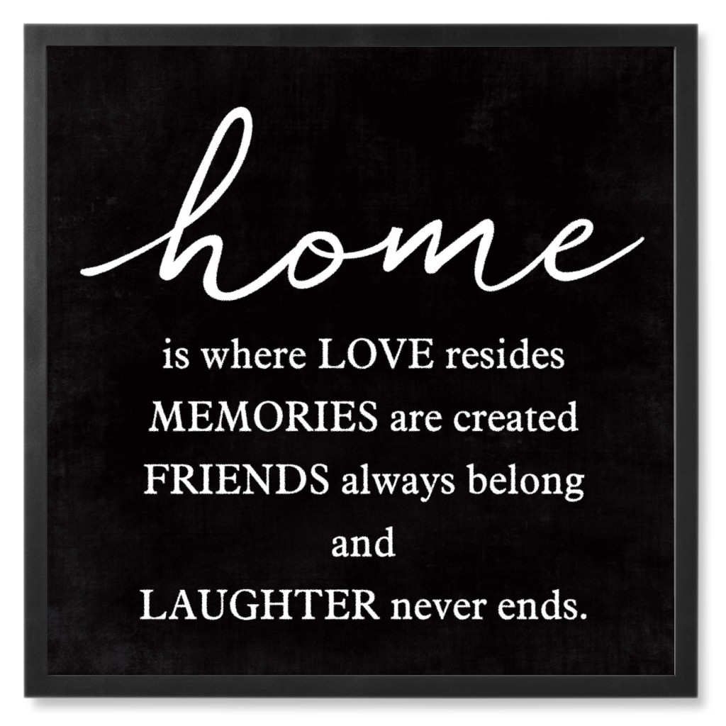 Home Is Where Love Reside Photo Tile, Black, Framed, 8x8, Black