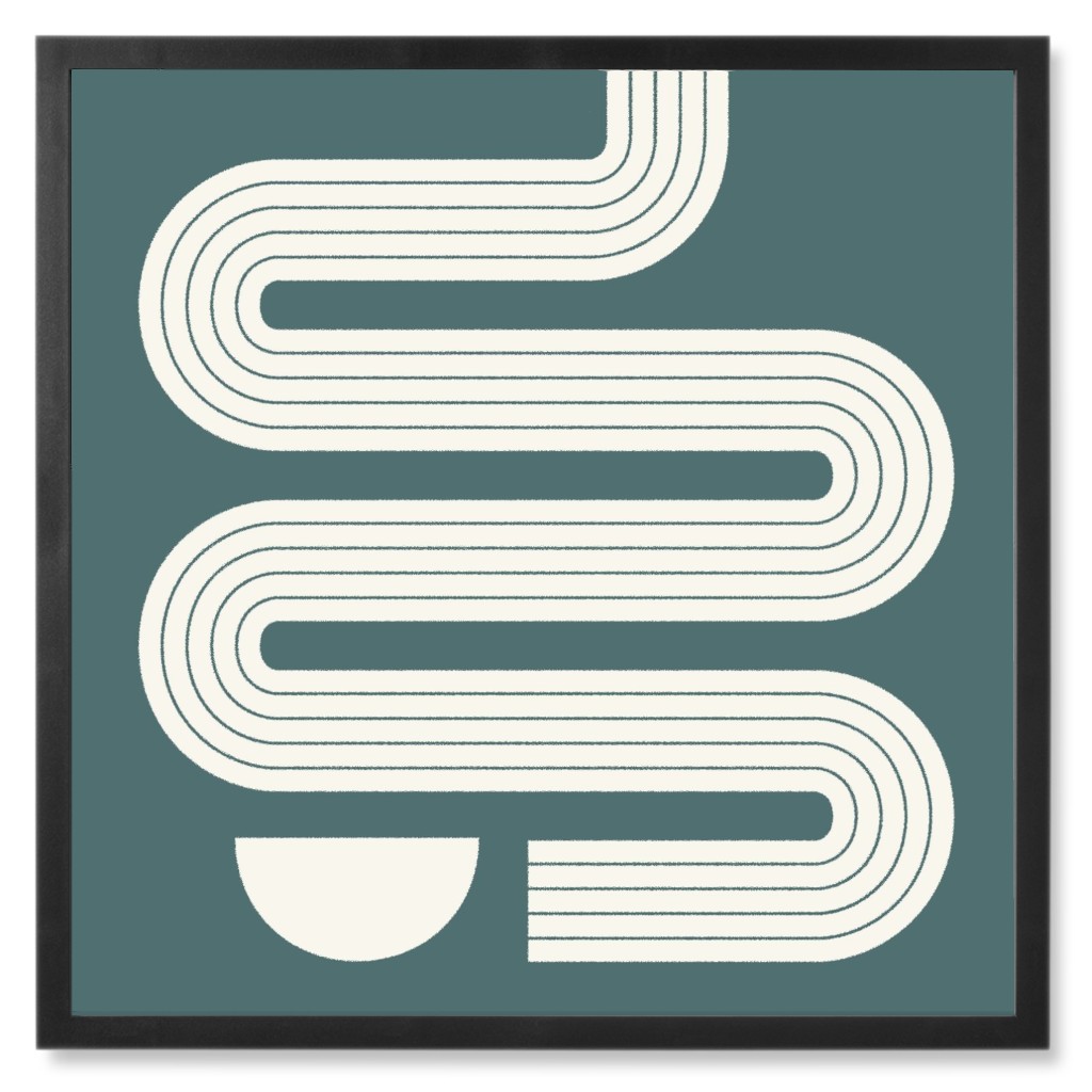 Transitional Lagoon - Green and Ivory Photo Tile, Black, Framed, 8x8, Green, Classic Green