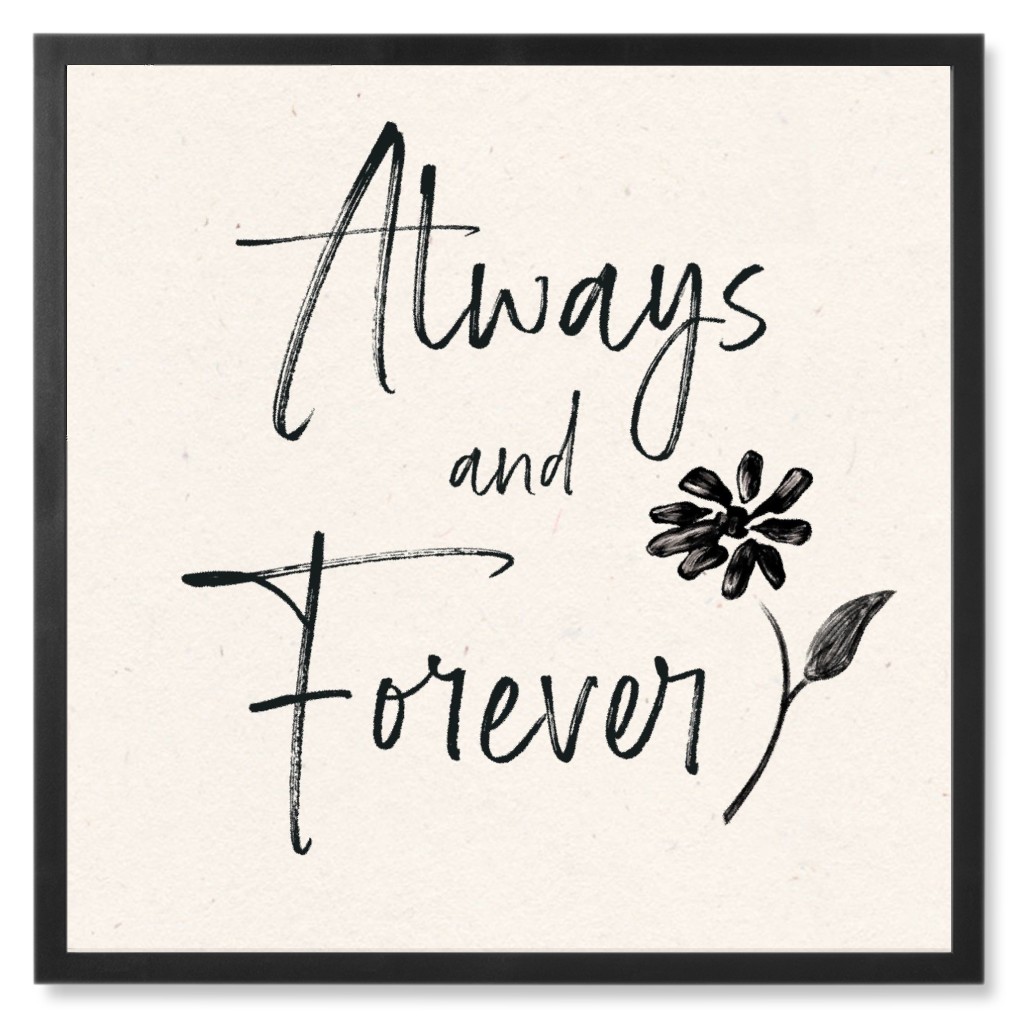 Always and Forever - Beige and Black Photo Tile, Black, Framed, 8x8, Beige