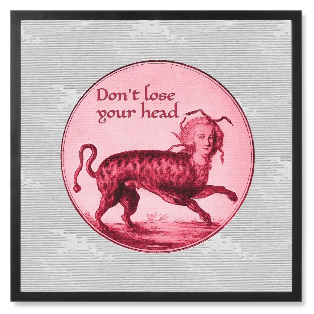 Don't Lose Your Head - Gray and Red Photo Tile, Black, Framed, 8x8, Red