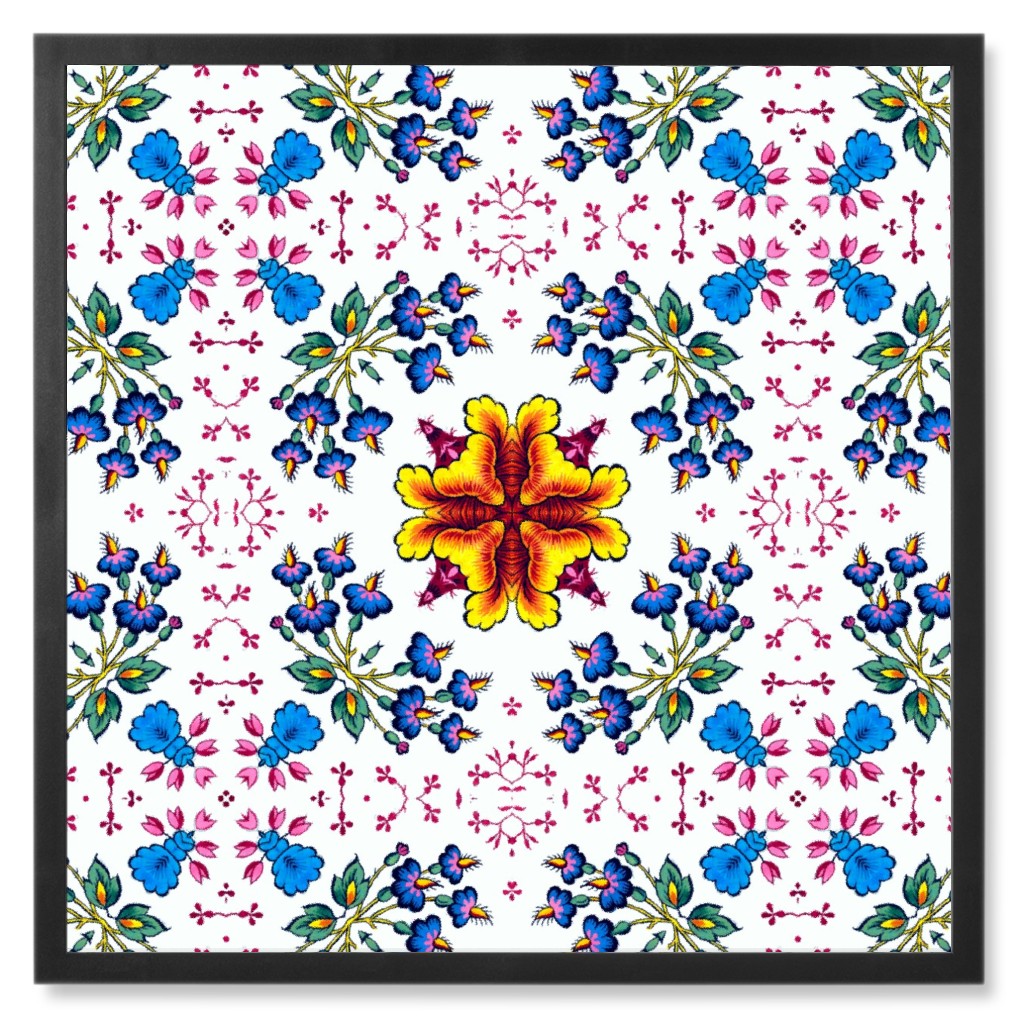 Folk Tile - Multi Photo Tile, Black, Framed, 8x8, Multicolor