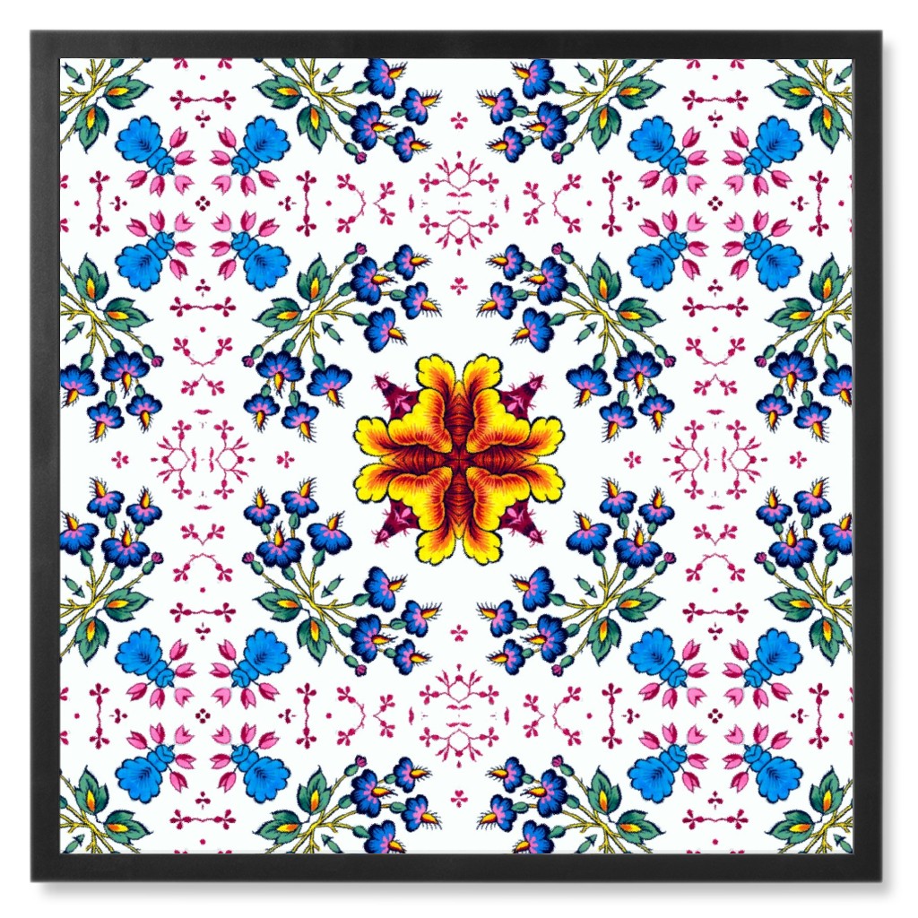 Folk Tile - Multi Photo Tile, Black, Framed, 8x8, Multicolor