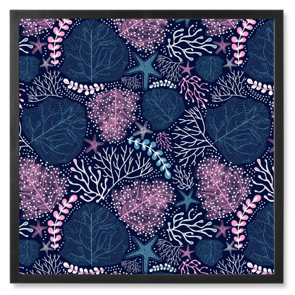 Exotic Coral Reefs - Purple Photo Tile, Black, Framed, 8x8, Purple
