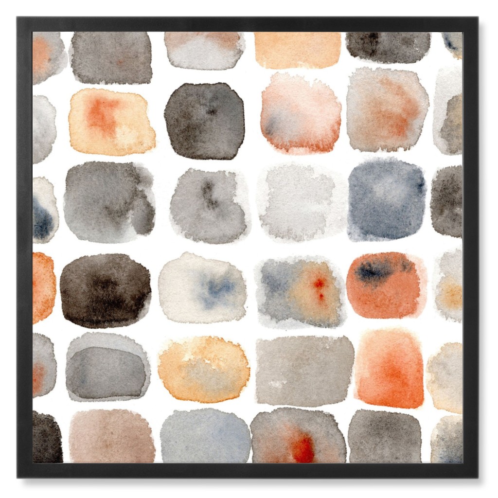 Watercolor Neutral Grid Photo Tile, Black, Framed, 8x8, Multicolor
