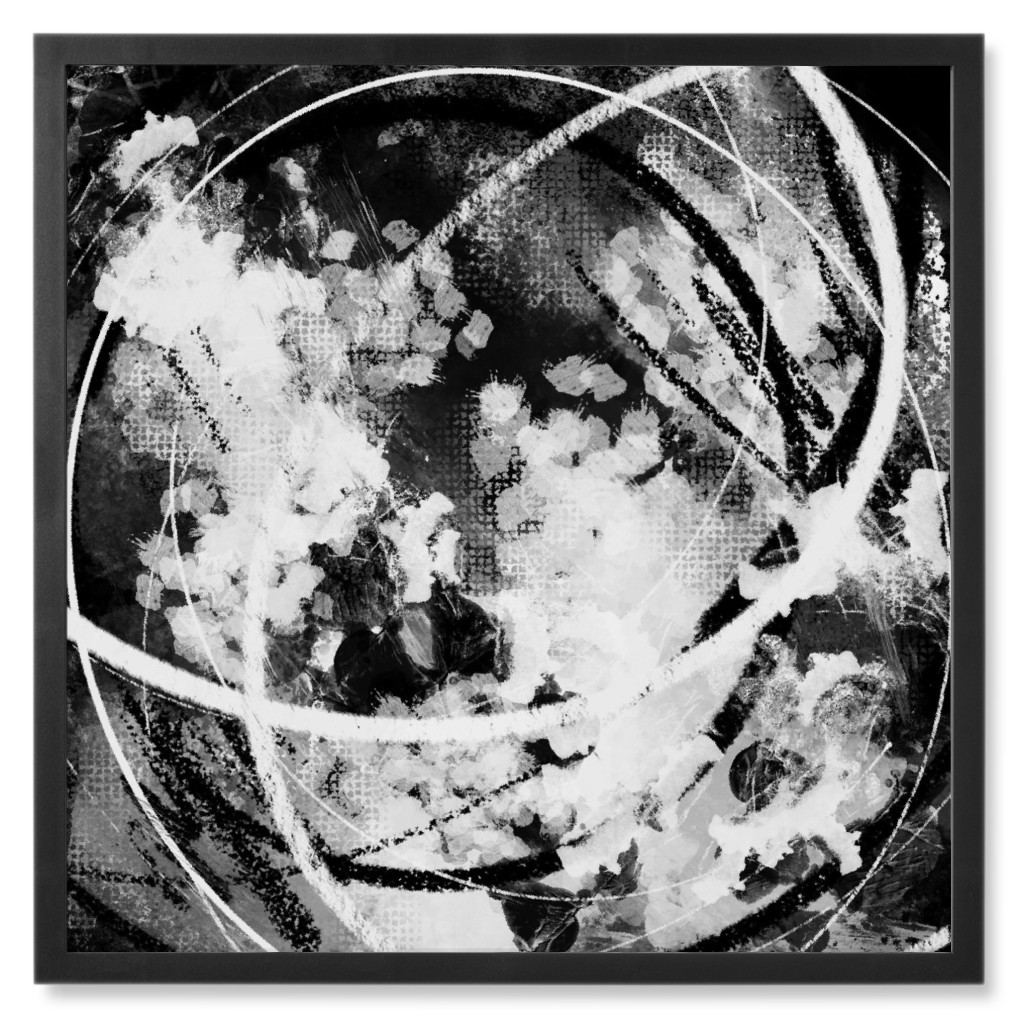 Black and White Spirals Photo Tile, Black, Framed, 8x8, Black