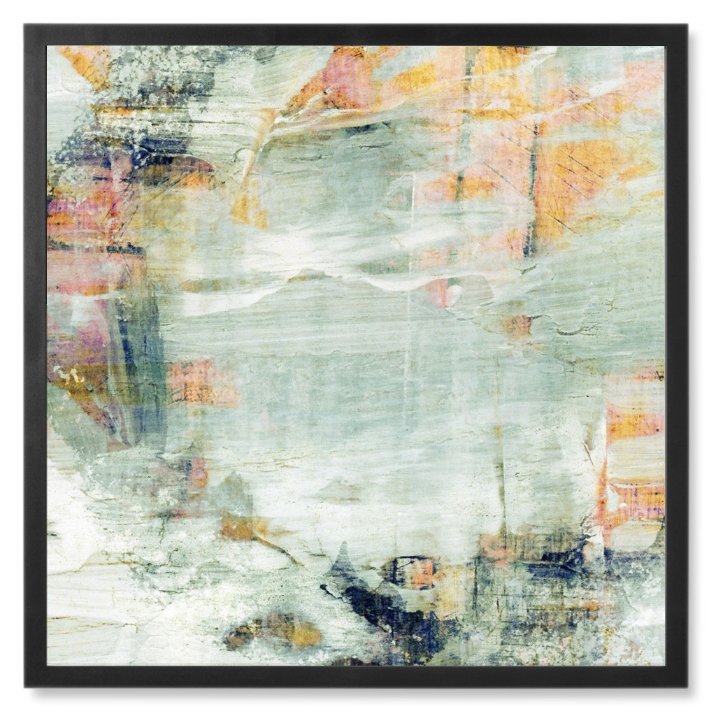 Cracked Pastel Brushstroke Photo Tile, Black, Framed, 8x8, Green, Classic Green