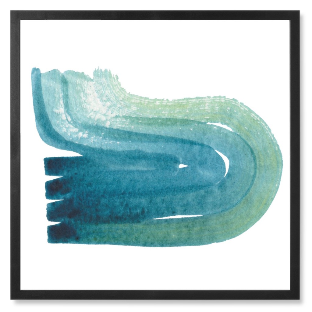 Gradient Blue Watercolors Photo Tile, Black, Framed, 8x8, Blue, True Blue