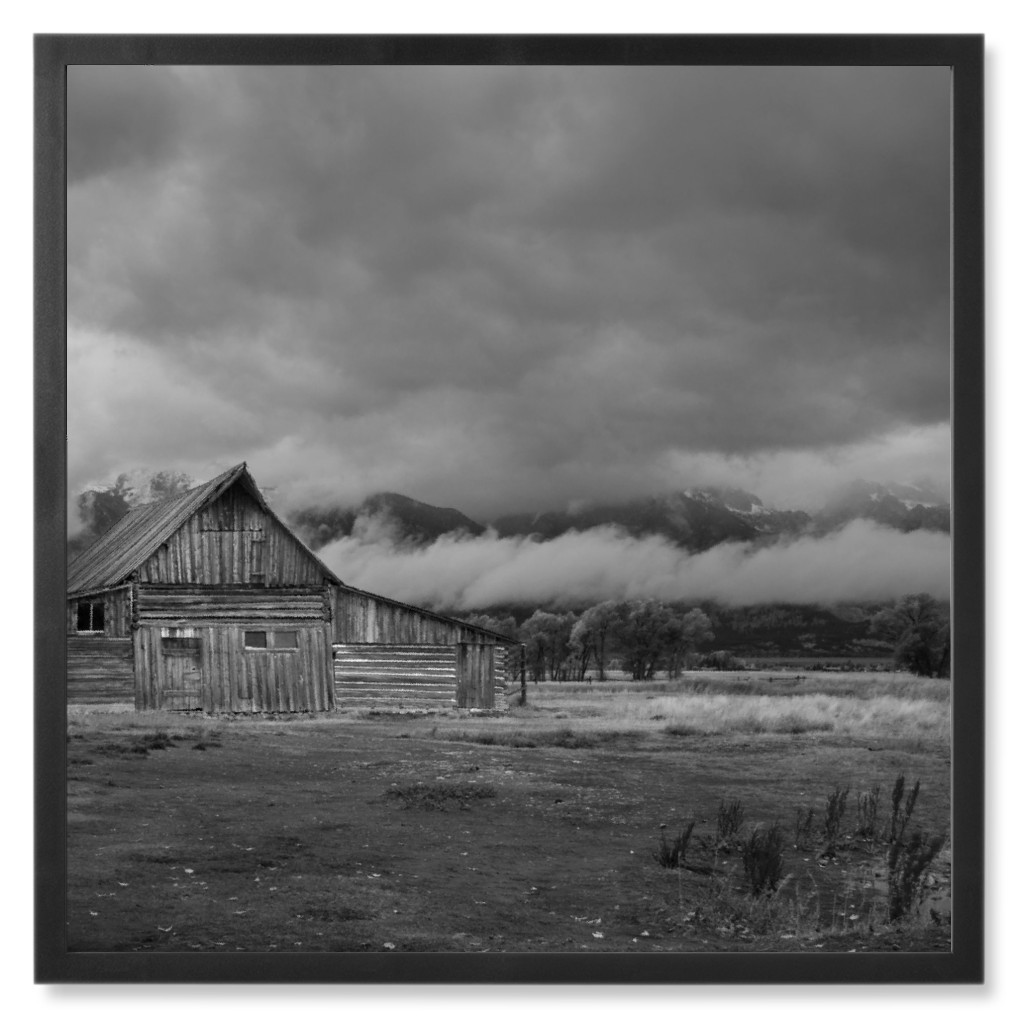 Rural Barn Photo Tile, Black, Framed, 8x8, Black
