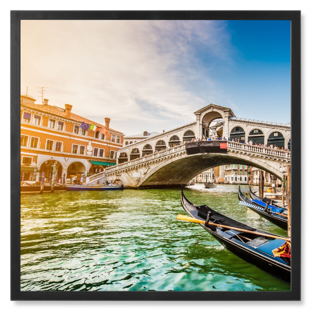 Italian Gondola Ride Photo Tile, Black, Framed, 8x8, Multicolor