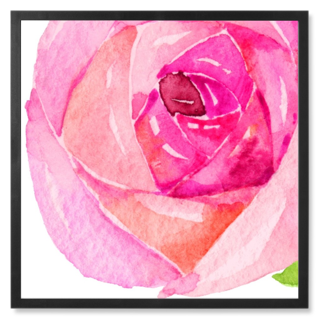 Spring Peonies, Roses, and Poppies - Pink Photo Tile, Black, Framed, 8x8, Pink, Bright Pink
