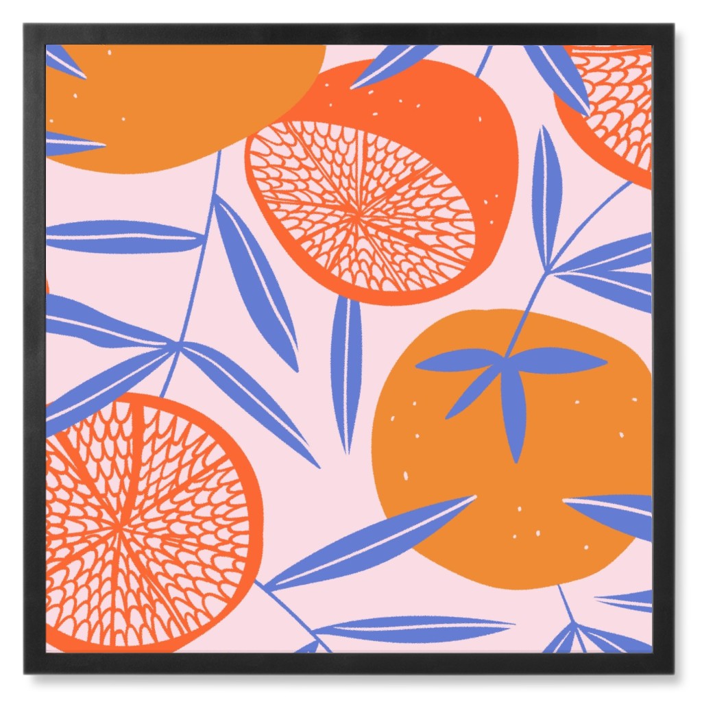 Pop Art Grapefruits - Multi Photo Tile, Black, Framed, 8x8, Orange, Orange