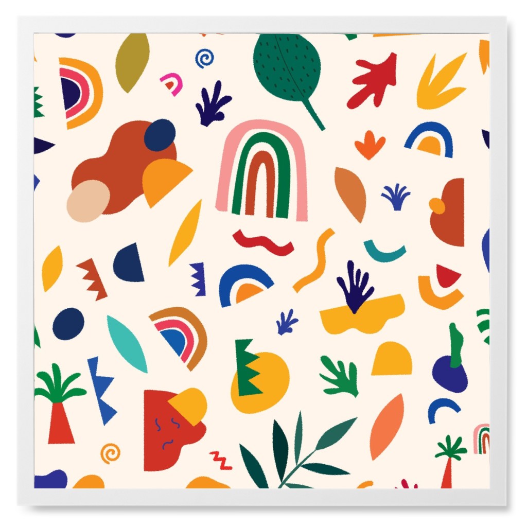 Seamless Pattern - Multi Photo Tile, White, Framed, 8x8, Multicolor