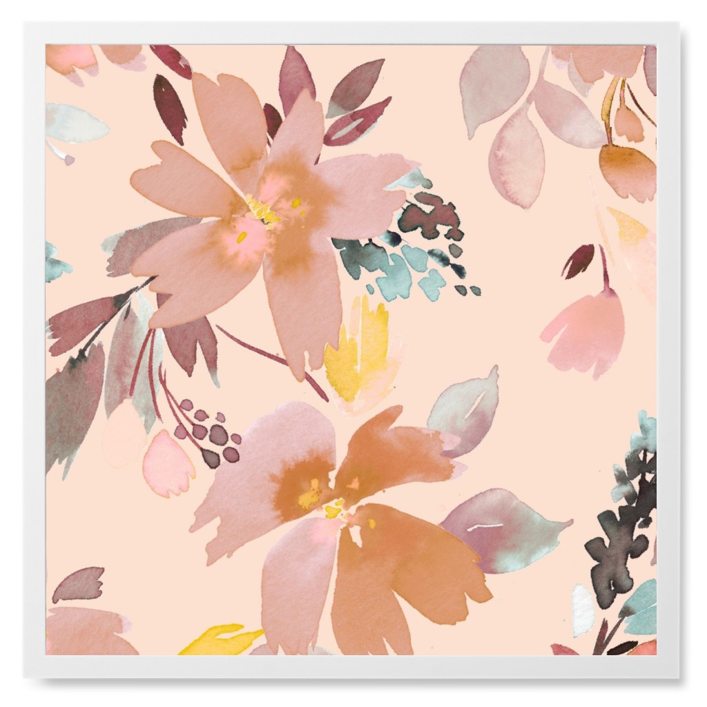 Summery Oleander Floral - Soft Pink Photo Tile, White, Framed, 8x8, Pink, Bright Pink