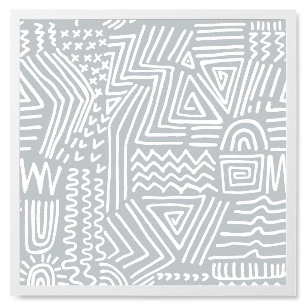 Spirited - Gray Photo Tile, White, Framed, 8x8, Gray, Gray