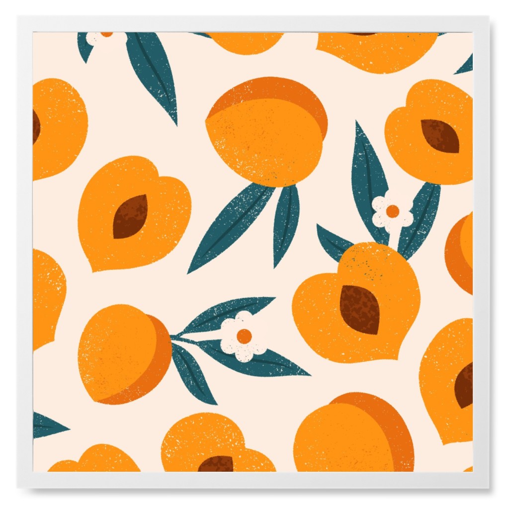 Summer Peches - Orange Photo Tile, White, Framed, 8x8, Orange