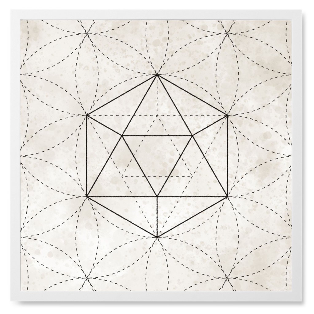 Sacred Geometry - Neutral Photo Tile, White, Framed, 8x8, Beige, Pearl