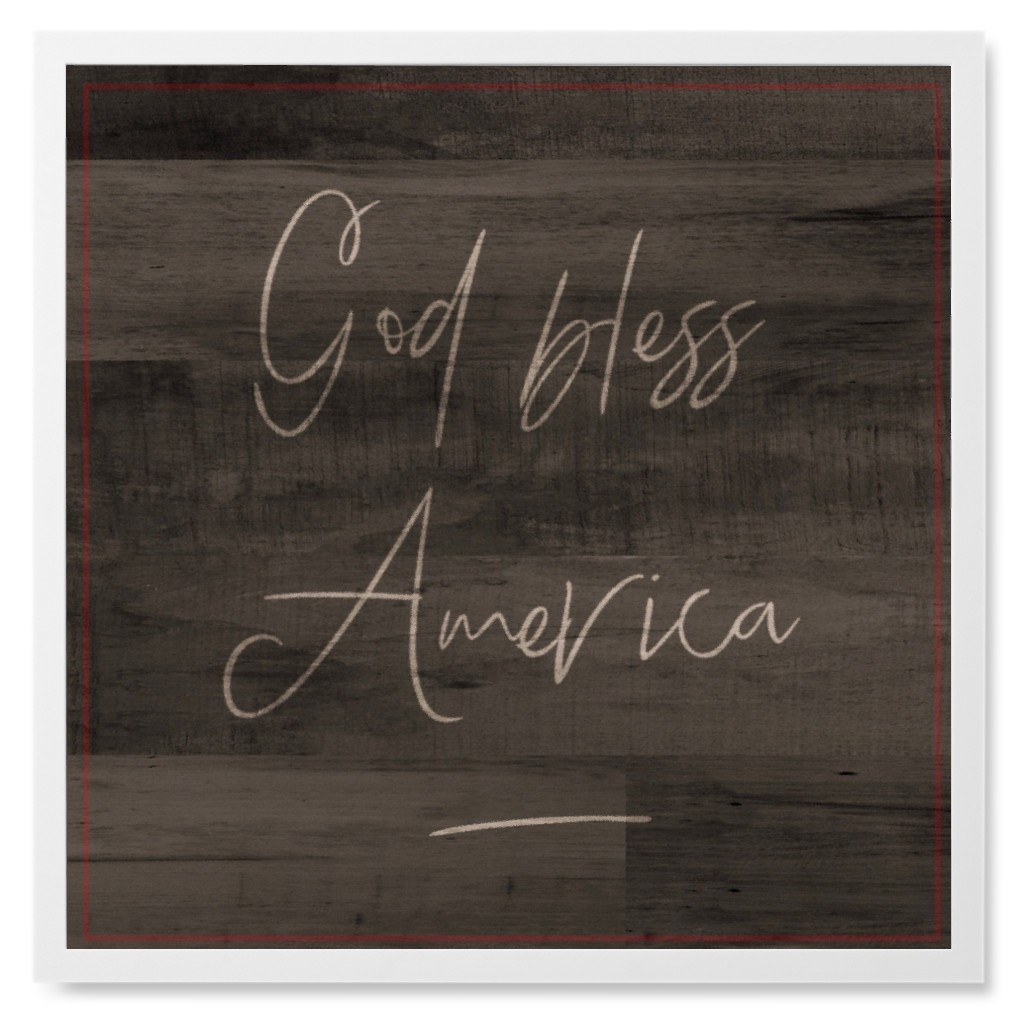God Bless America Wood Tile Photo Tile, White, Framed, 8x8, Brown, Hunter