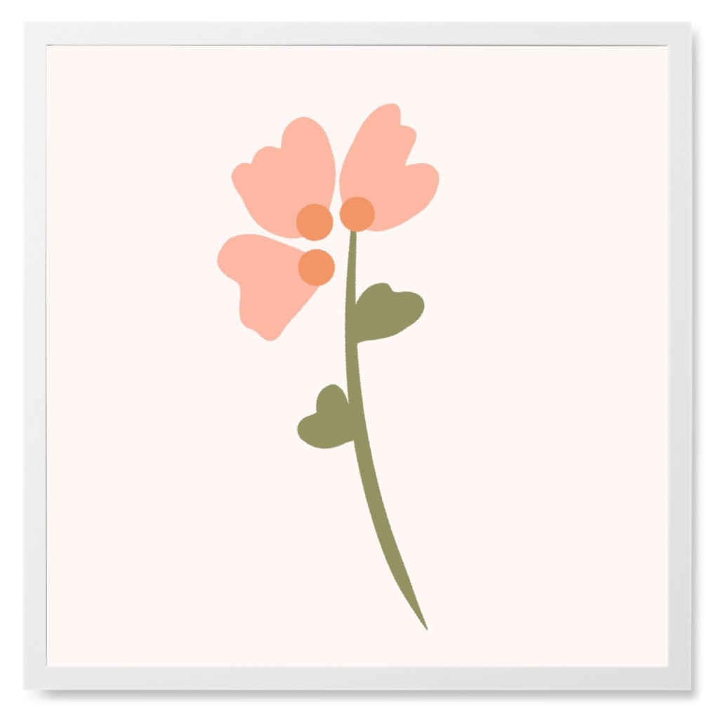 Godetia Wildflowers - Pink Photo Tile, White, Framed, 8x8, Pink, Bright Pink