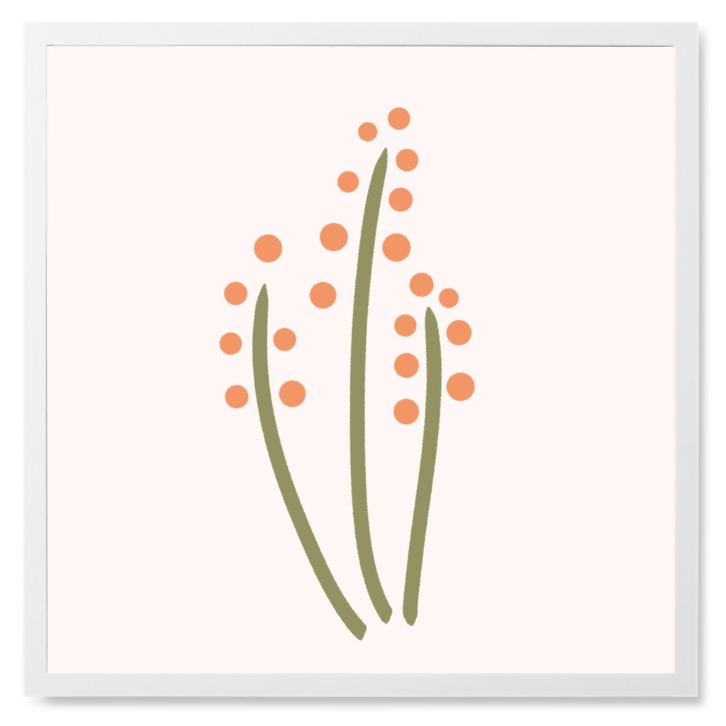 Wax Wildflowers - Pink Photo Tile, White, Framed, 8x8, Pink, Bright Pink