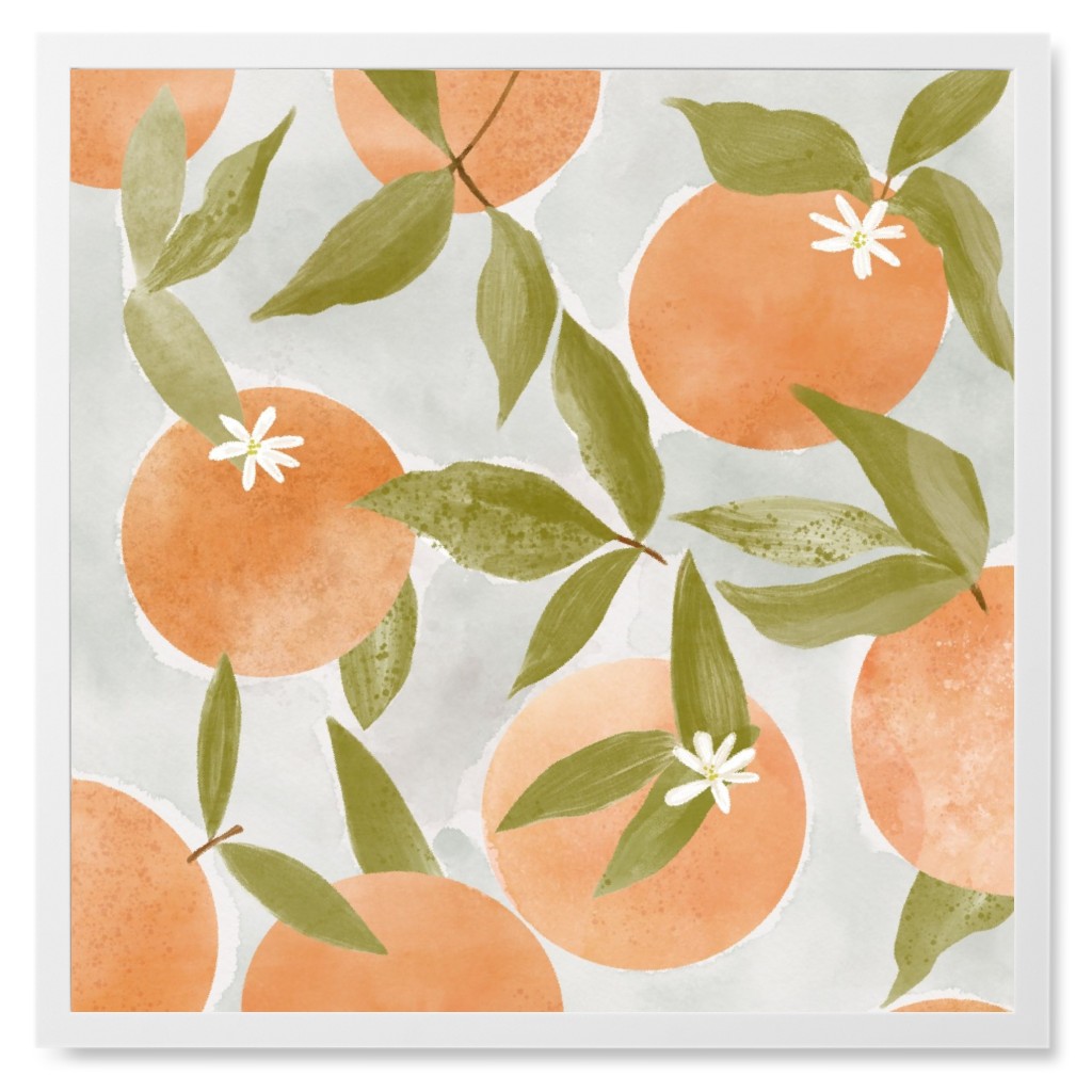 Oranges - Earth Tones Photo Tile, White, Framed, 8x8, Orange