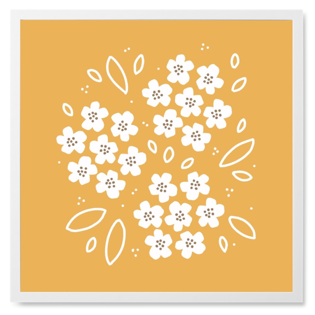 Pansies - Yellow Photo Tile, White, Framed, 8x8, Yellow