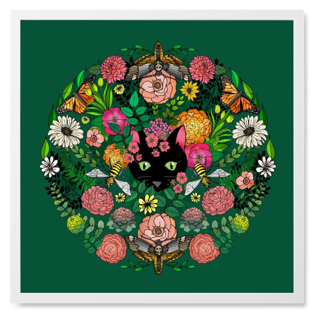 Garden Surprise - Multi on Green Photo Tile, White, Framed, 8x8, Green, Classic Green