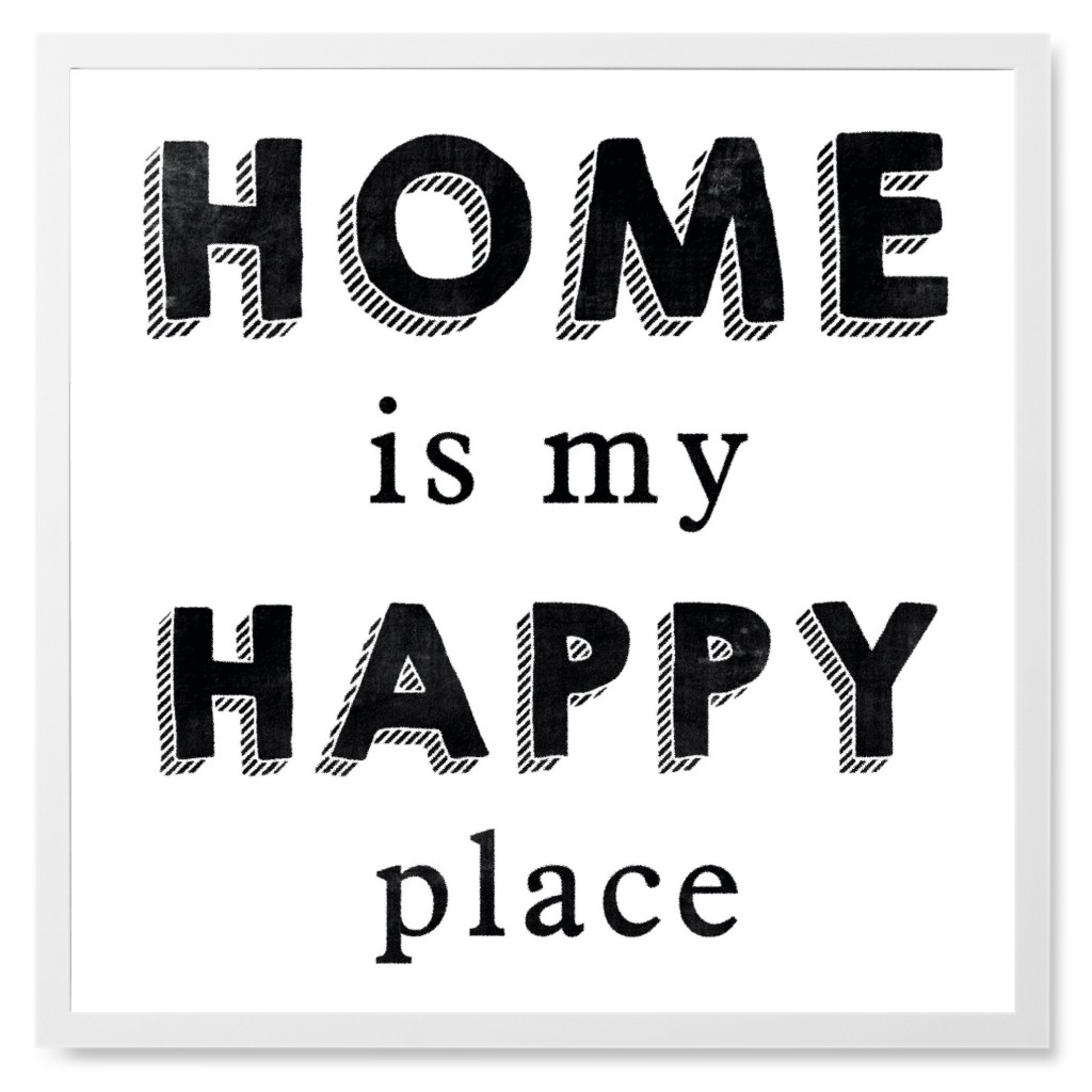 Home Is My Happy Place Photo Tile, White, Framed, 8x8, White, White