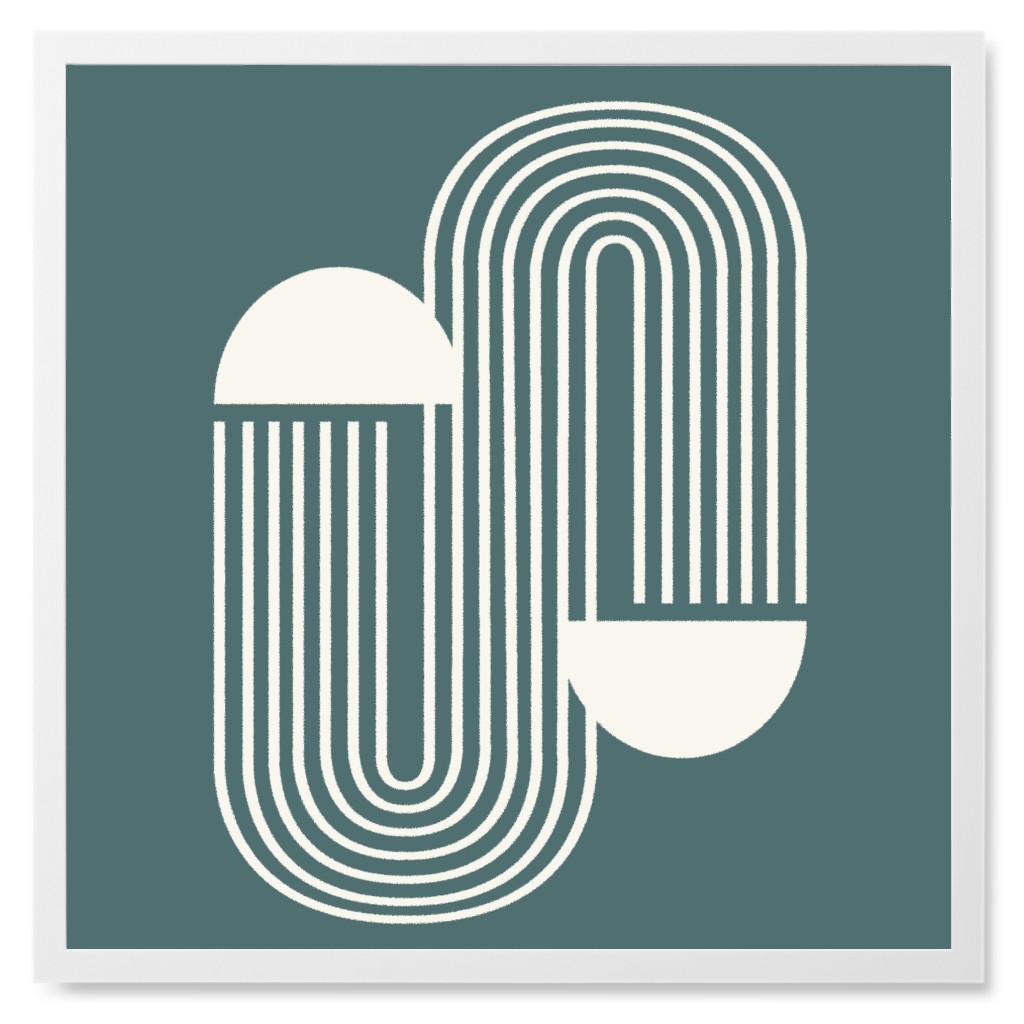 Balancing Act - Lagoon and Ivory Photo Tile, White, Framed, 8x8, Green, Classic Green