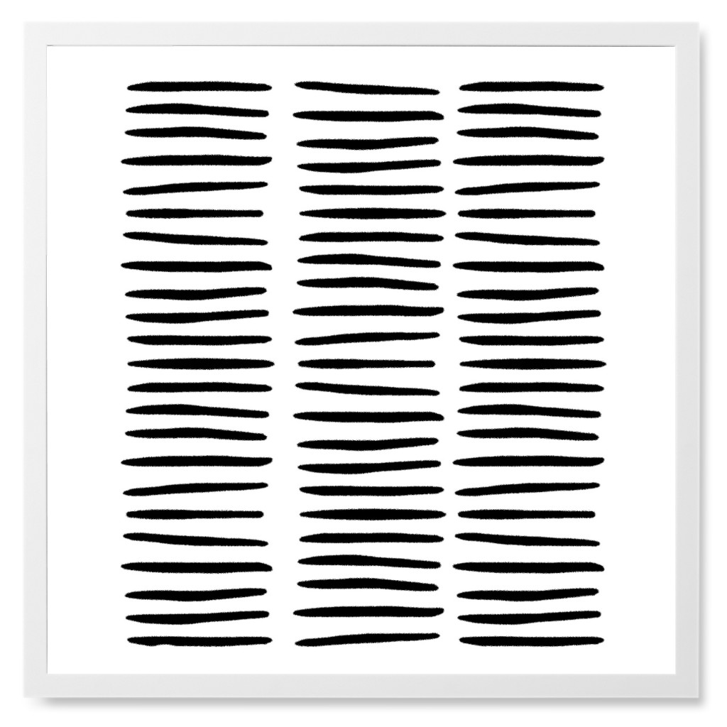 Ink Study - Black and White Photo Tile, White, Framed, 8x8, White, White