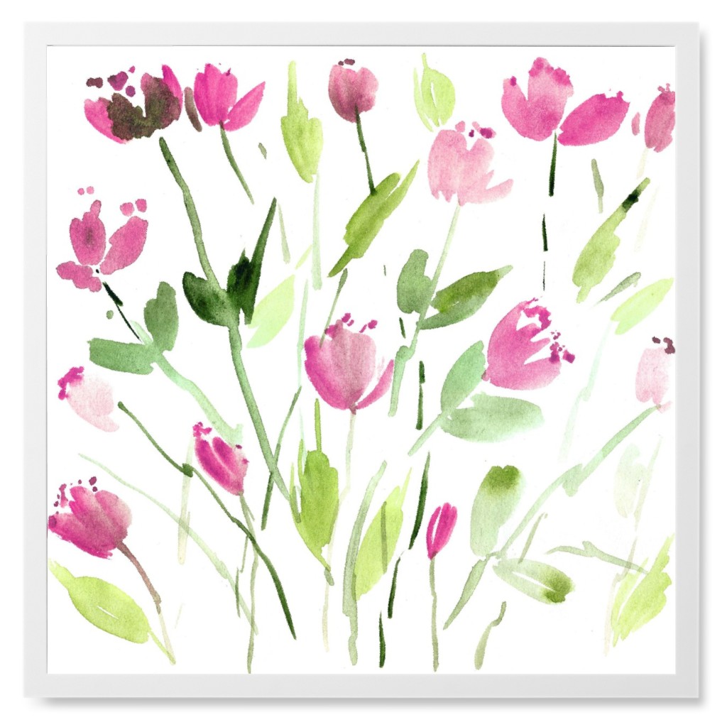 Midsummer Bloom in Italy Photo Tile, White, Framed, 8x8, Pink, Bright Pink