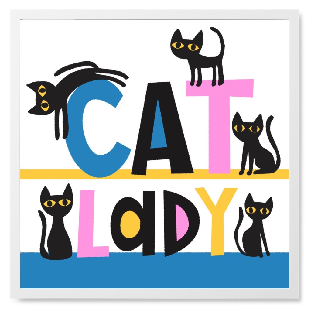 Cat Lady - Multi Photo Tile, White, Framed, 8x8, Multicolor