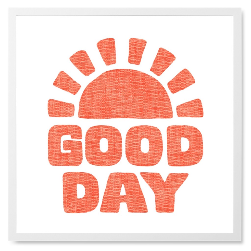 Good Day Sunshine Photo Tile, White, Framed, 8x8, Orange, Tulip
