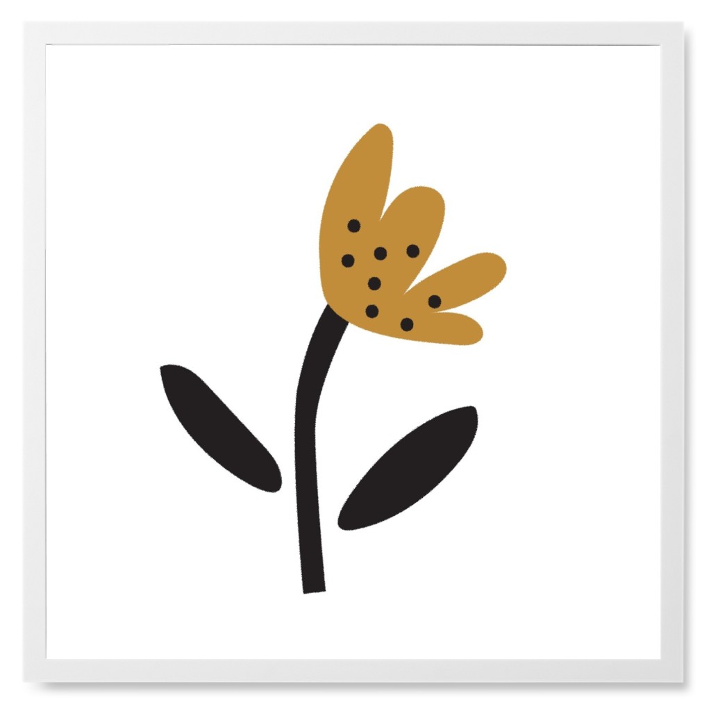 Fun Flower - Yellow Photo Tile, White, Framed, 8x8, Yellow, Classic Yellow