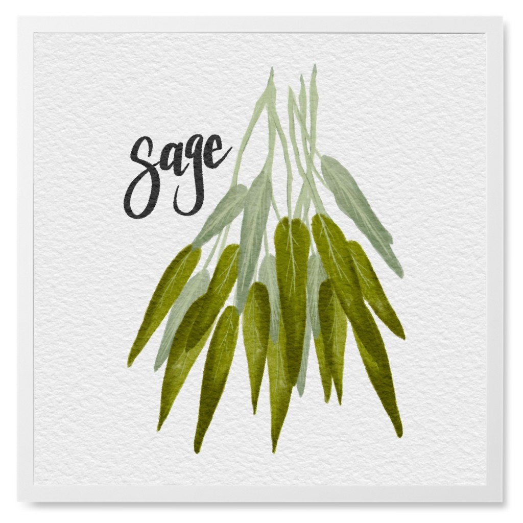 Sage - Green Photo Tile, White, Framed, 8x8, Green