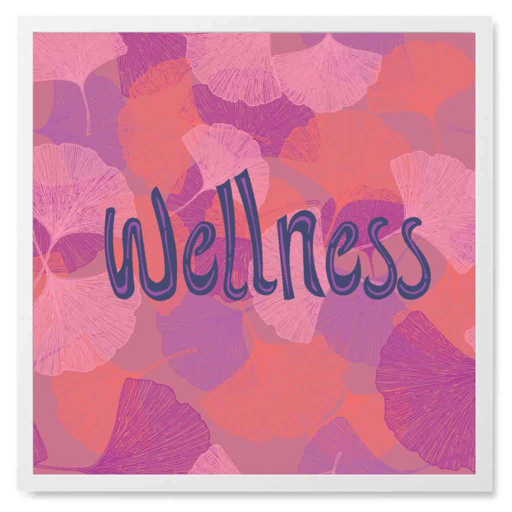 Wellness Ginkgo Bilboa - Pink Photo Tile, White, Framed, 8x8, Pink, Bright Pink