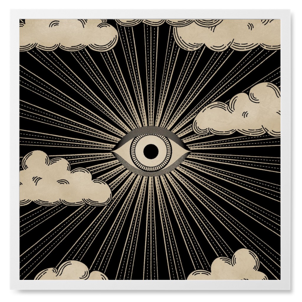 Eye Scene Photo Tile, White, Framed, 8x8, Black