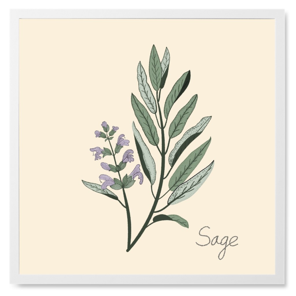 Sage - Neutral Photo Tile, White, Framed, 8x8, Beige