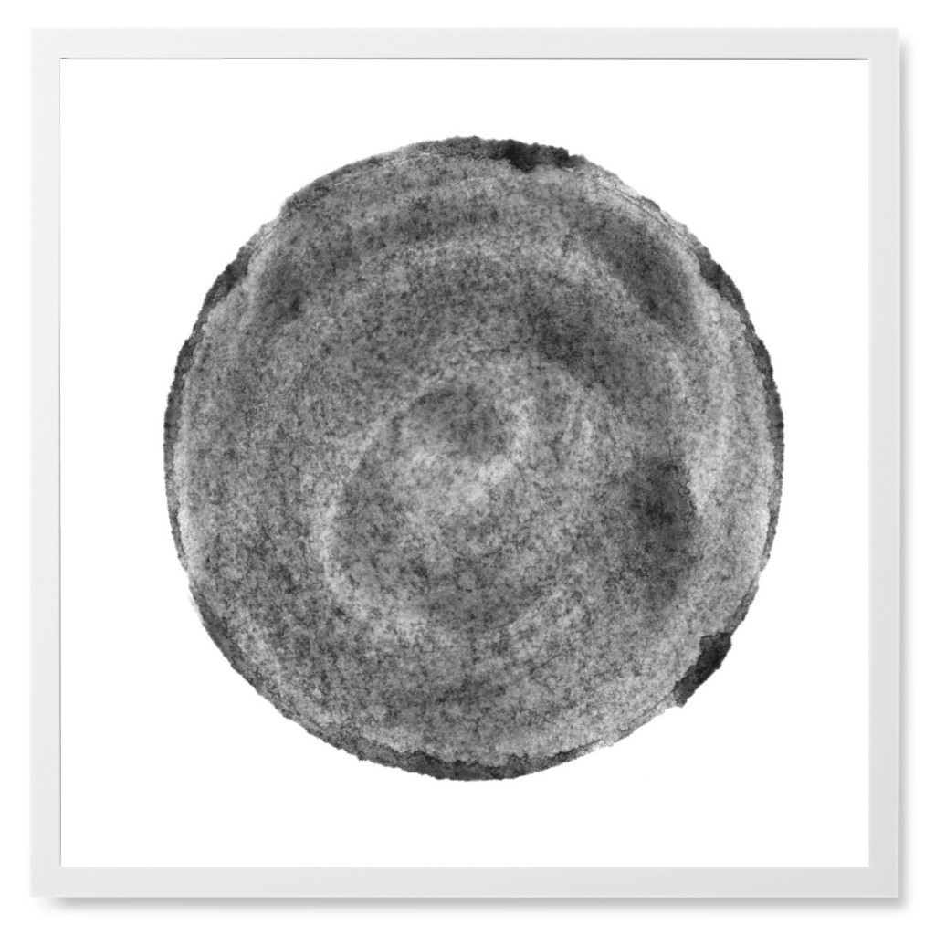 Black Watercolor Dot Photo Tile, White, Framed, 8x8, Black