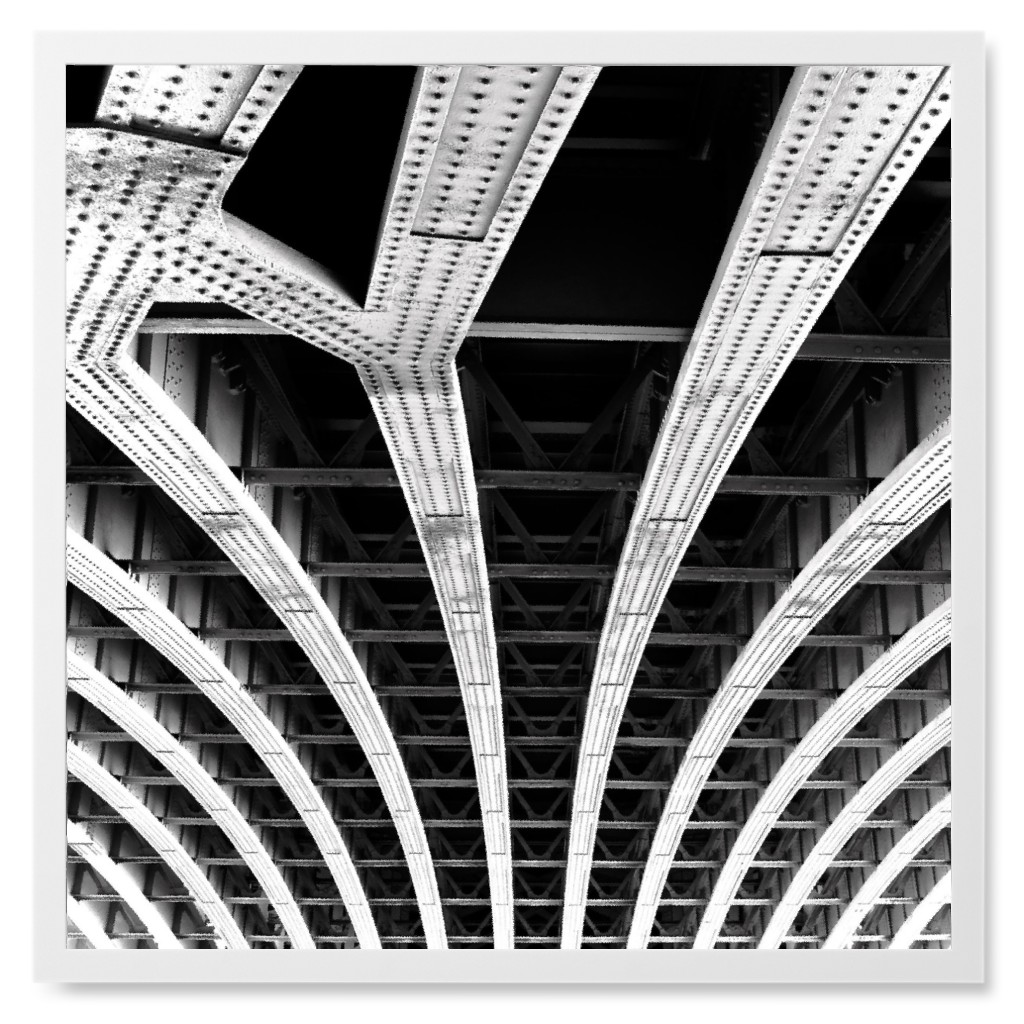 Bridge Architecture Photo Tile, White, Framed, 8x8, Black