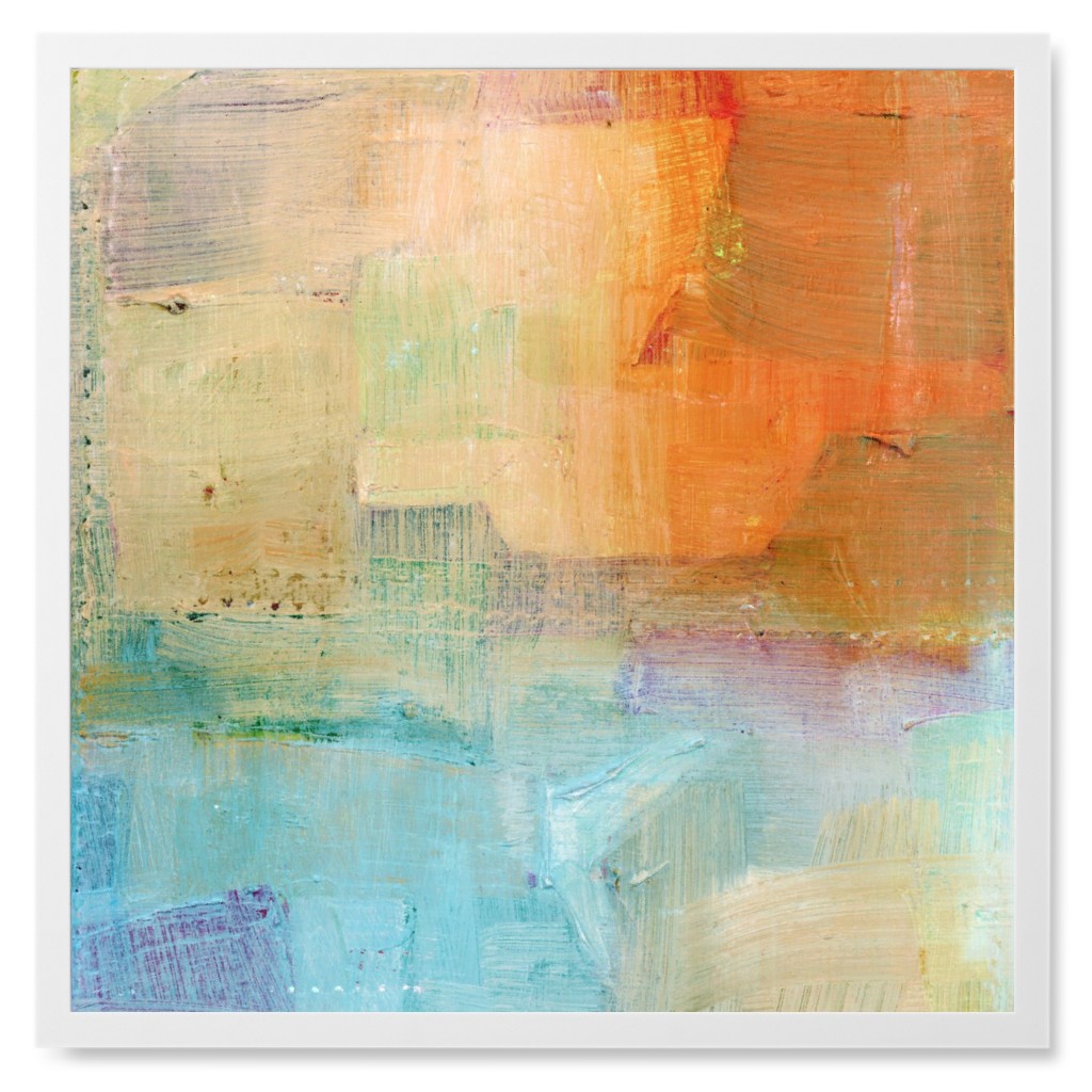 Multicolor Sunset Abstract Photo Tile, White, Framed, 8x8, Multicolor
