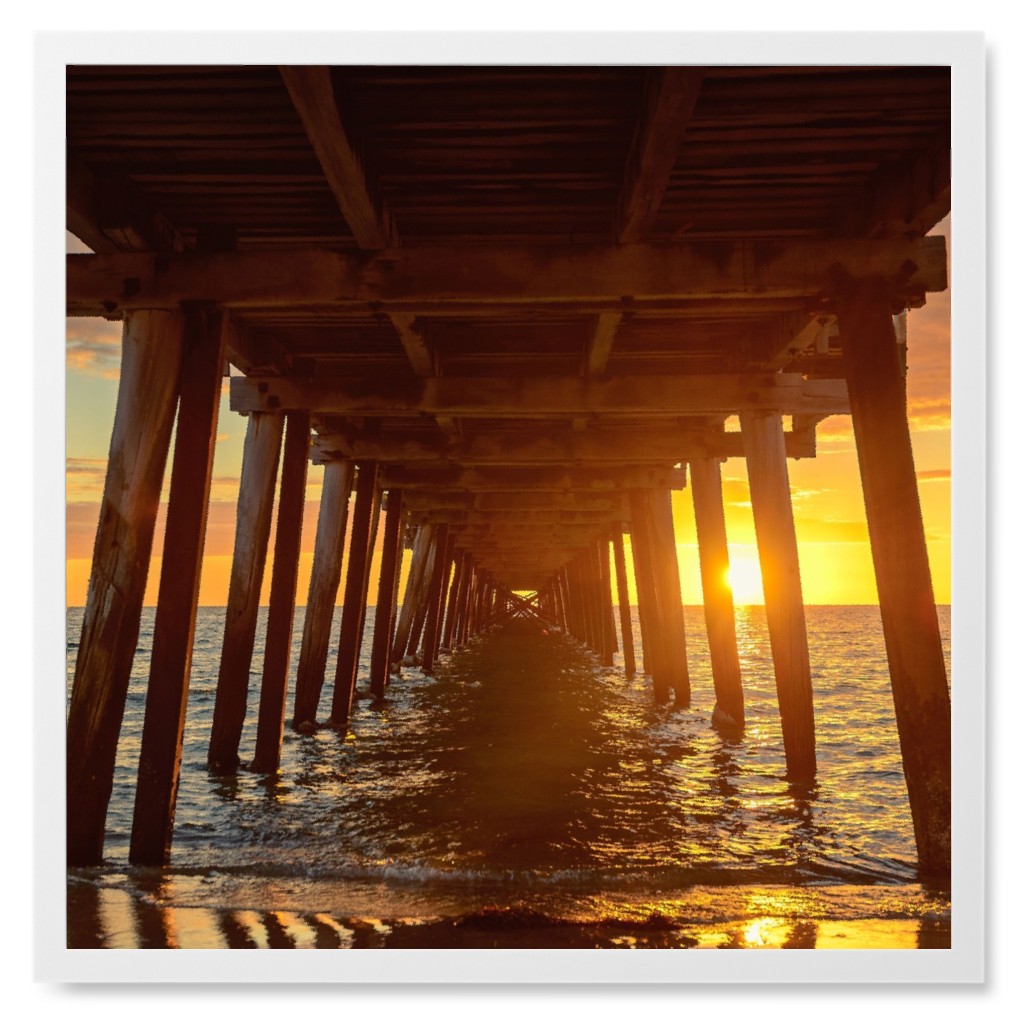 Under the Boardwalk Photo Tile, White, Framed, 8x8, Blue