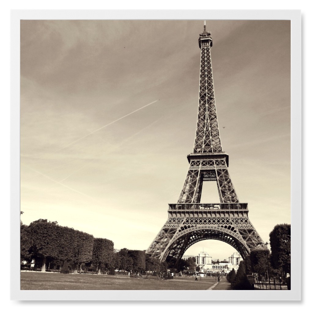 Champs De Mars Photo Tile, White, Framed, 8x8, Gray