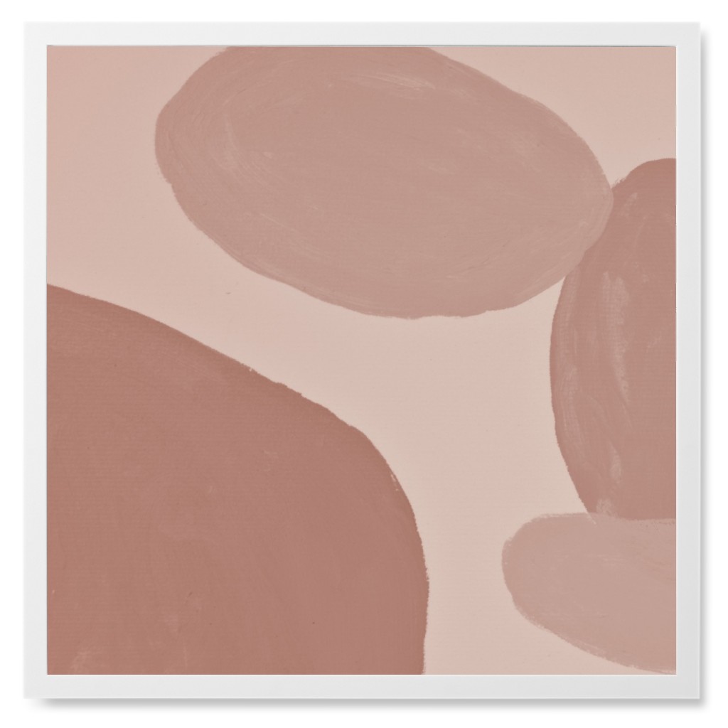 Muted Painterly Shapes - Pink Photo Tile, White, Framed, 8x8, Pink