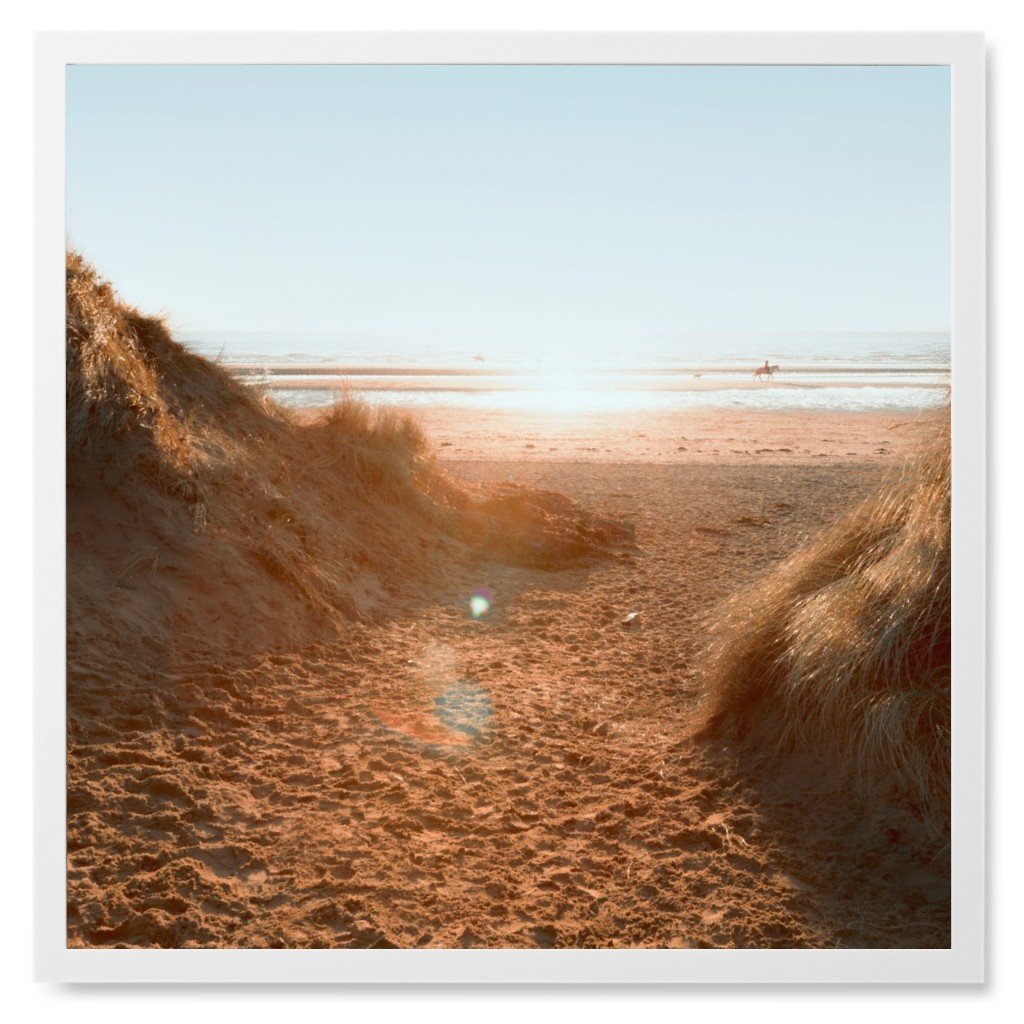 Sand Dune Pathway Photo Tile, White, Framed, 8x8, Beige, Pearl