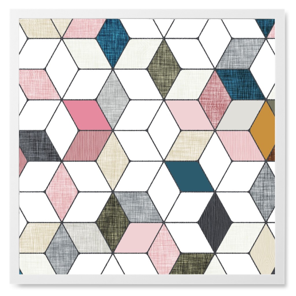 Hexo - Pink Photo Tile, White, Framed, 8x8, Multicolor