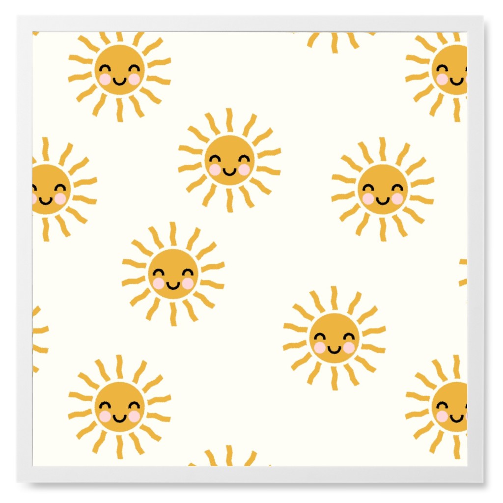 Cute Sunshine - Yellow Photo Tile, White, Framed, 8x8, Yellow
