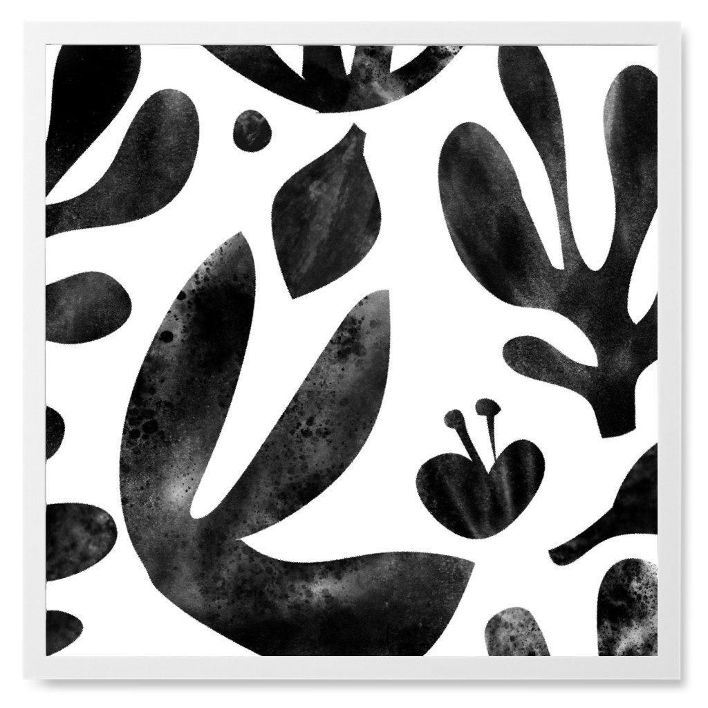 Flower Cutouts - Light Photo Tile, White, Framed, 8x8, Black, Black