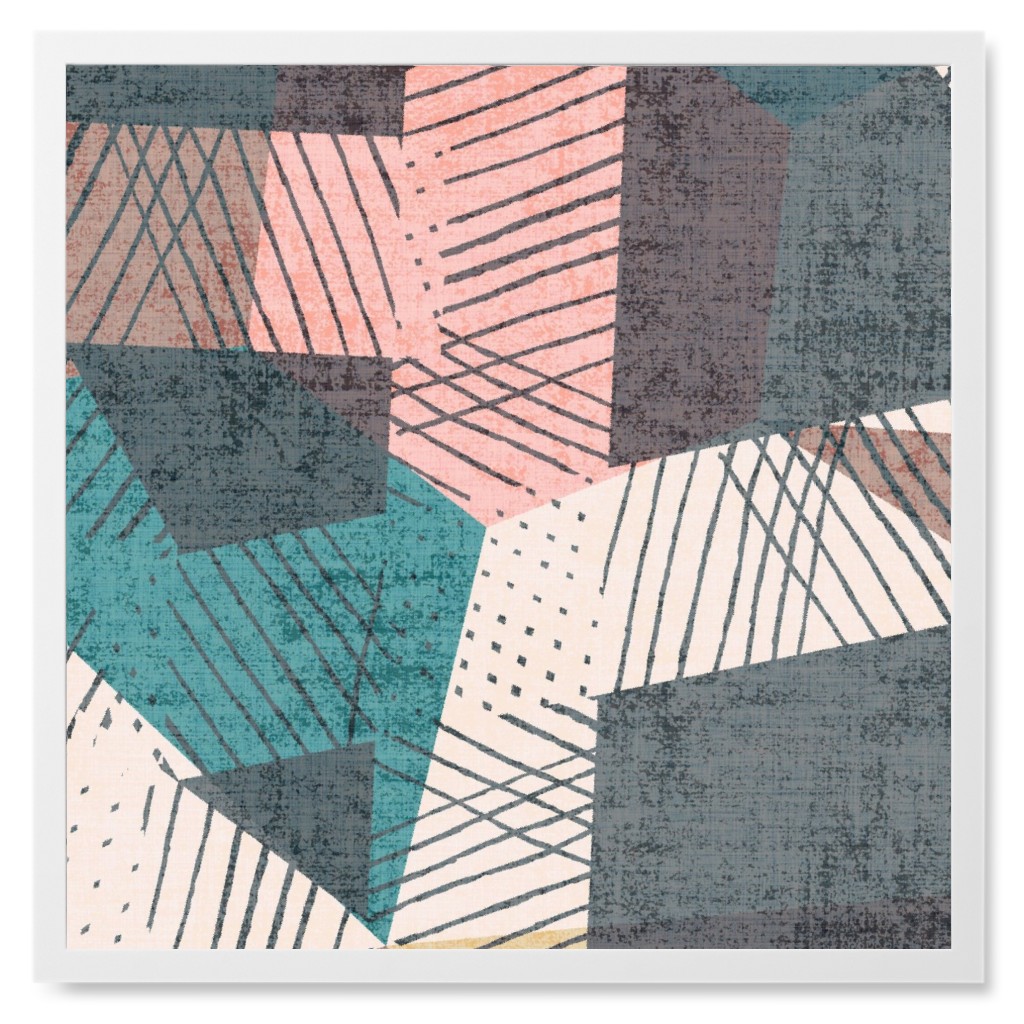 Abstract Geometic - Multi Photo Tile, White, Framed, 8x8, Multicolor