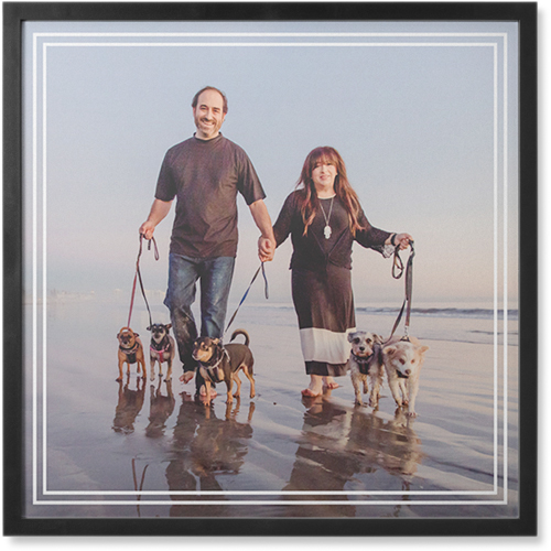 Double Border Photo Tile, Black, Framed, 8x8, White, white