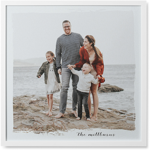 Airy Border Photo Tile, White, Framed, 8x8, Gray